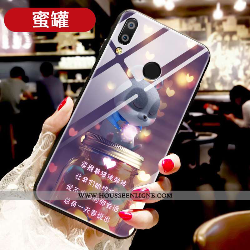 Coque Huawei P Smart+ Protection Verre Ornements Suspendus Tendance Fluide Doux Amoureux Étui Rouge