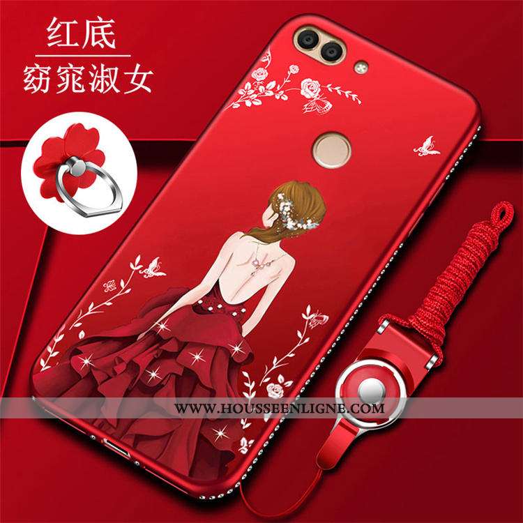 Coque Huawei P Smart Silicone Protection Rouge Incassable Incruster Strass Border Personnalité