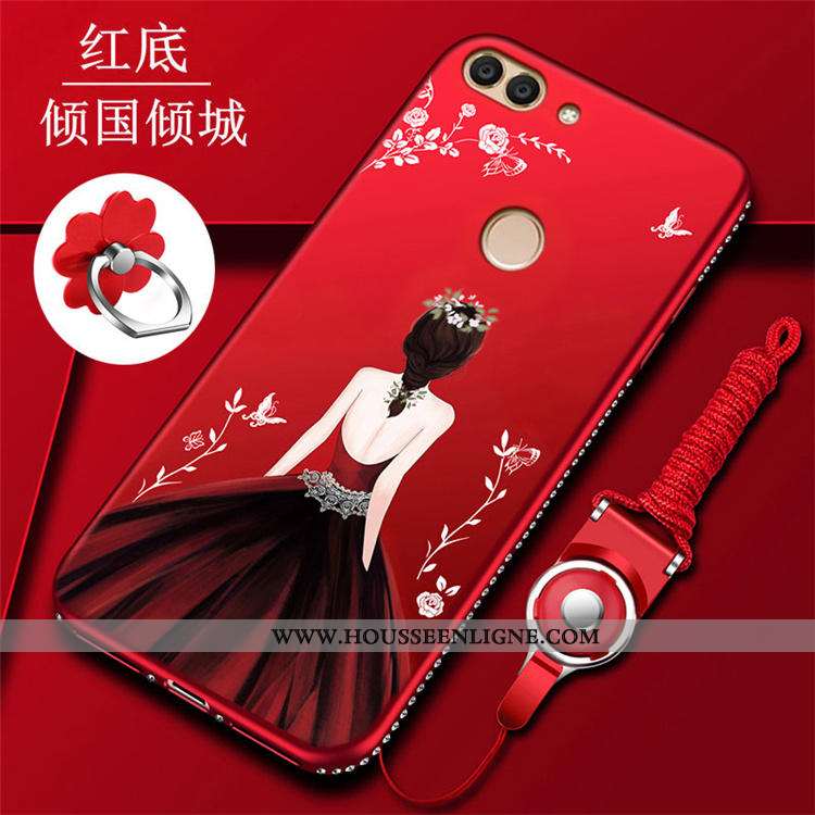 Coque Huawei P Smart Silicone Protection Rouge Incassable Incruster Strass Border Personnalité