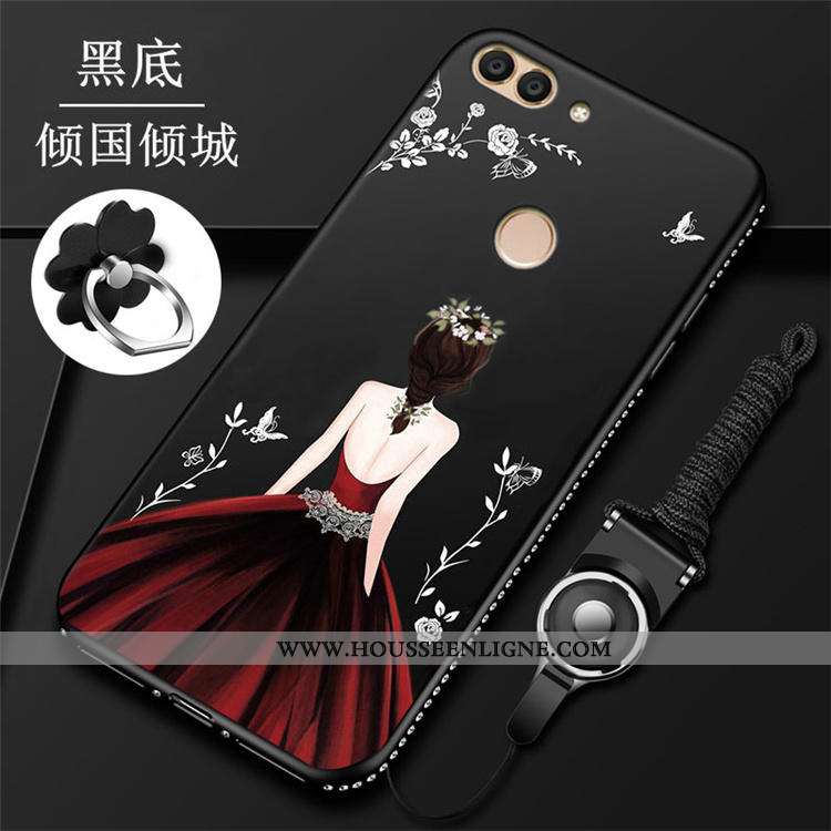 Coque Huawei P Smart Silicone Protection Rouge Incassable Incruster Strass Border Personnalité