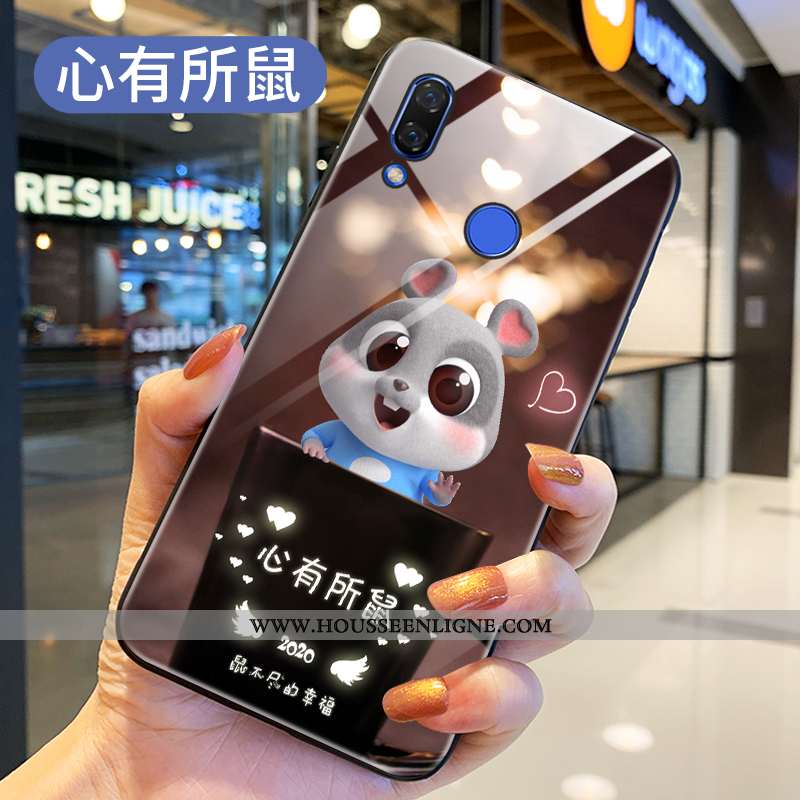 Coque Huawei P Smart+ Tendance Protection Dessin Animé Rat Incassable Créatif Peinture Bordeaux