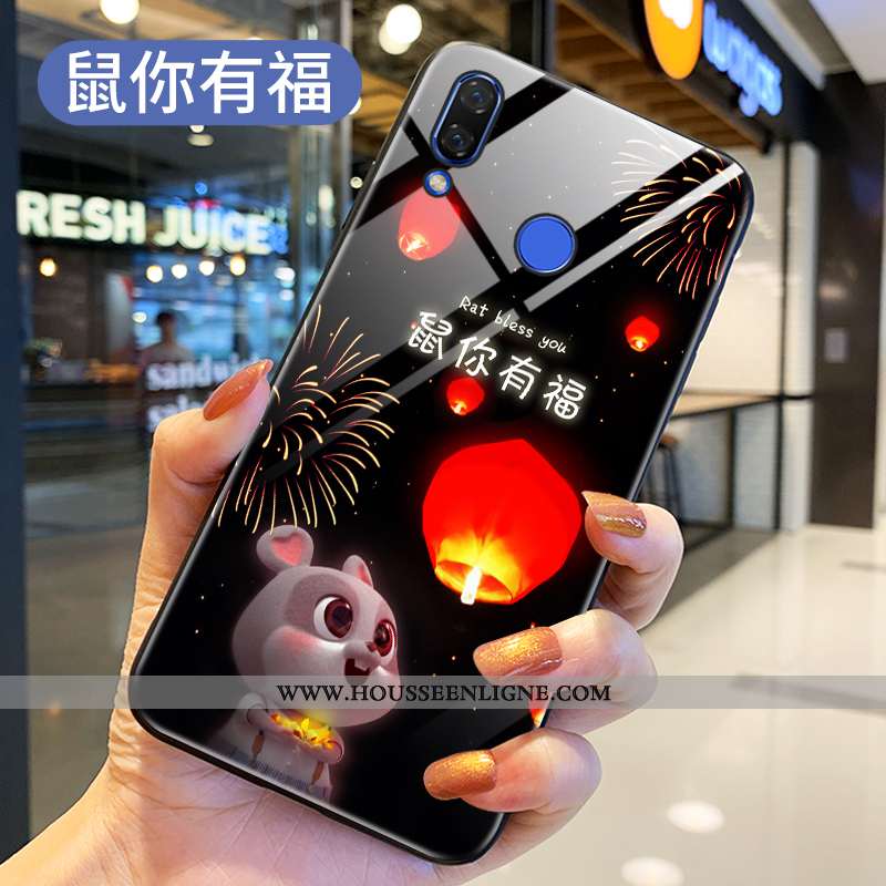 Coque Huawei P Smart+ Tendance Protection Dessin Animé Rat Incassable Créatif Peinture Bordeaux