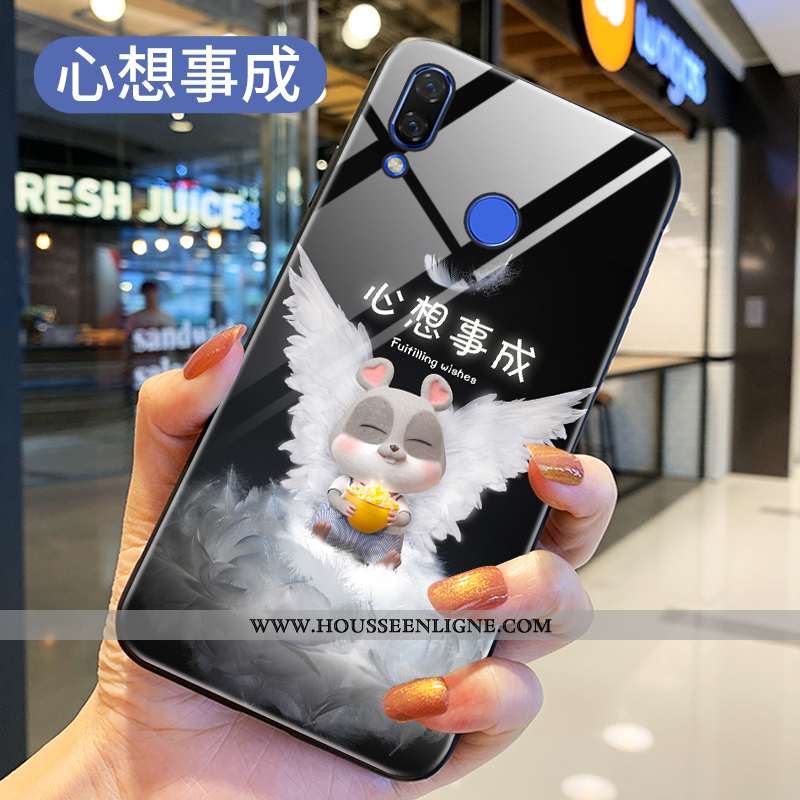 Coque Huawei P Smart+ Tendance Protection Dessin Animé Rat Incassable Créatif Peinture Bordeaux