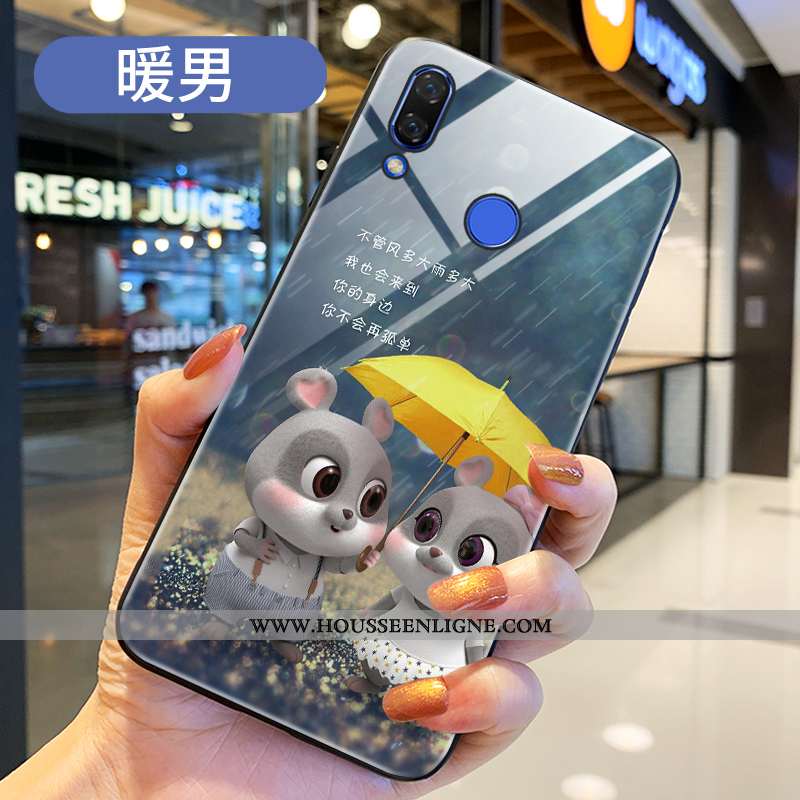 Coque Huawei P Smart+ Tendance Protection Dessin Animé Rat Incassable Créatif Peinture Bordeaux