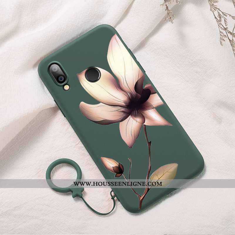 Coque Huawei P Smart+ Tendance Silicone Anneau Nouveau Créatif Vert Personnalité Verte