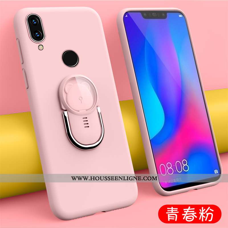 Coque Huawei P Smart+ Ultra Tendance Délavé En Daim Tout Compris Tempérer Étui Silicone Rose