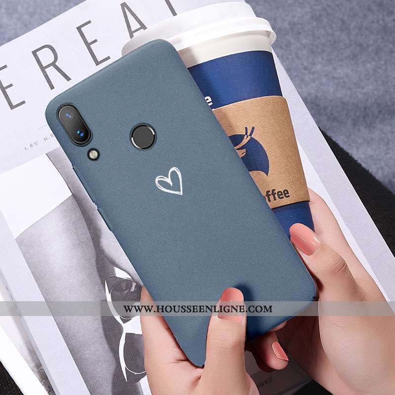 Coque Huawei P Smart+ Ultra Tendance Téléphone Portable Net Rouge Délavé En Daim Couleur Unie Bordea