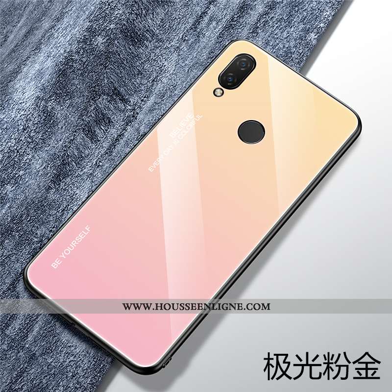 Coque Huawei P Smart+ Verre Personnalité Rose Silicone Téléphone Portable Tout Compris Créatif