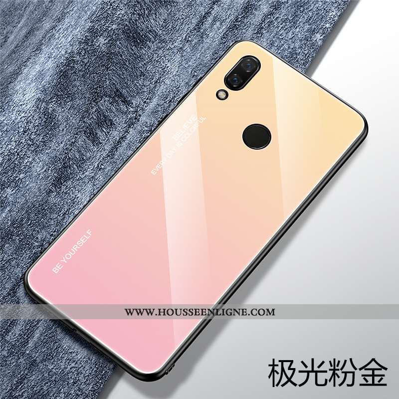 Coque Huawei P Smart+ Verre Personnalité Rose Silicone Téléphone Portable Tout Compris Créatif