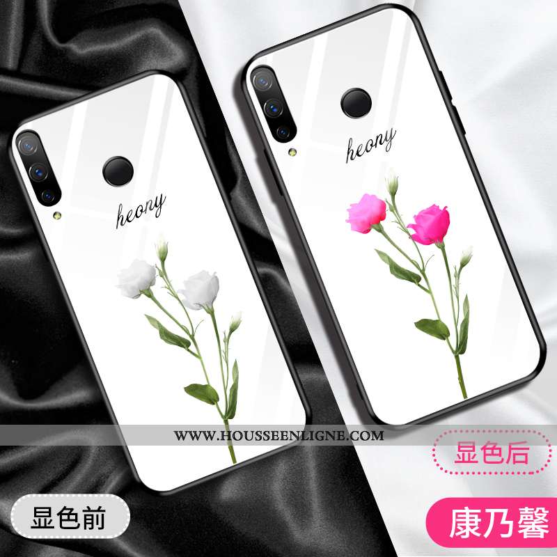 Coque Huawei P Smart+ Verre Tendance Net Rouge Vent Clair Violet Rose