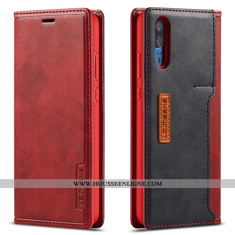 Coque Huawei P20 Cuir Véritable Mode Reversible Tout Compris Housse Étui Bordeaux