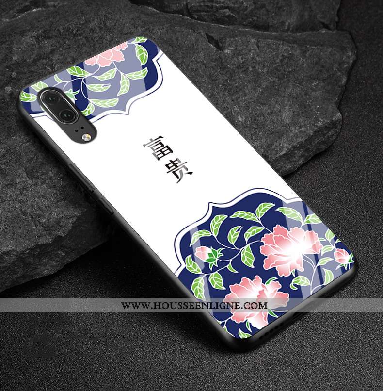 Coque Huawei P20 Cuir Véritable Protection Verre Rose Étui Difficile