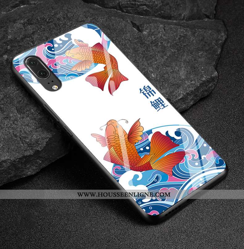 Coque Huawei P20 Cuir Véritable Protection Verre Rose Étui Difficile