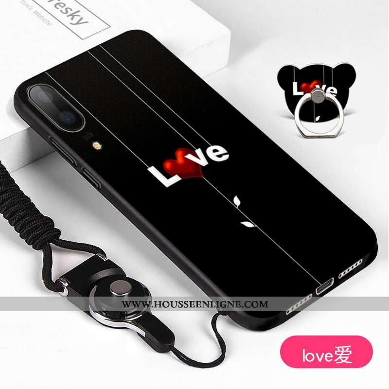 Coque Huawei P20 Délavé En Daim Noir Téléphone Portable