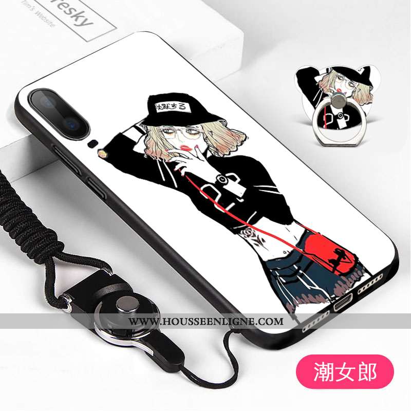 Coque Huawei P20 Délavé En Daim Noir Téléphone Portable