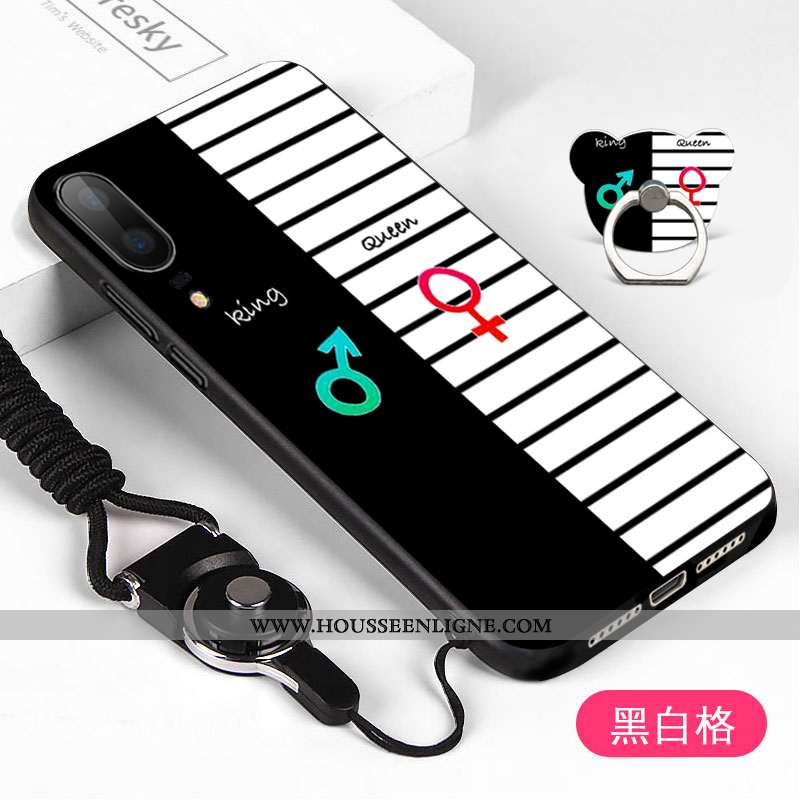 Coque Huawei P20 Délavé En Daim Noir Téléphone Portable
