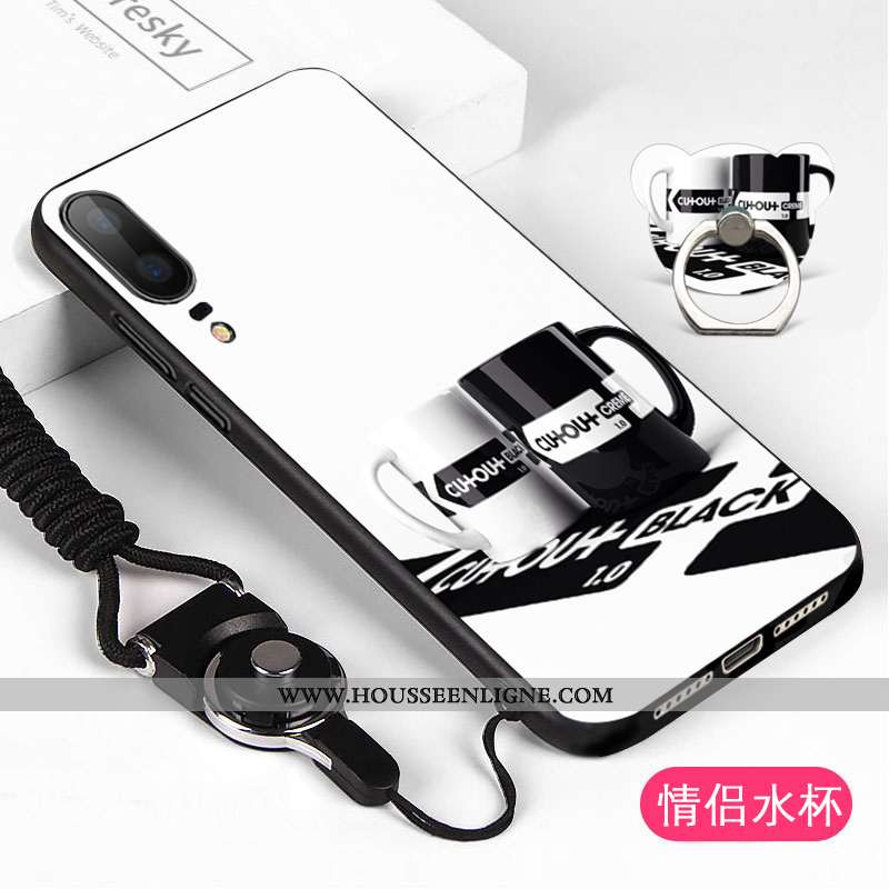 Coque Huawei P20 Délavé En Daim Noir Téléphone Portable