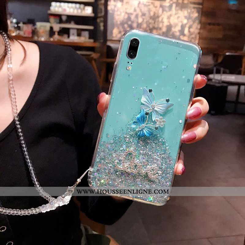 Coque Huawei P20 Fluide Doux Silicone Incassable Membrane Téléphone Portable Rose Verte