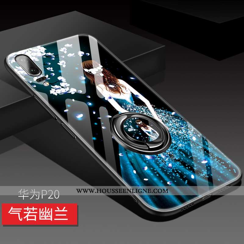 Coque Huawei P20 Fluide Doux Silicone Incassable Net Rouge Luxe Protection Bleu Foncé