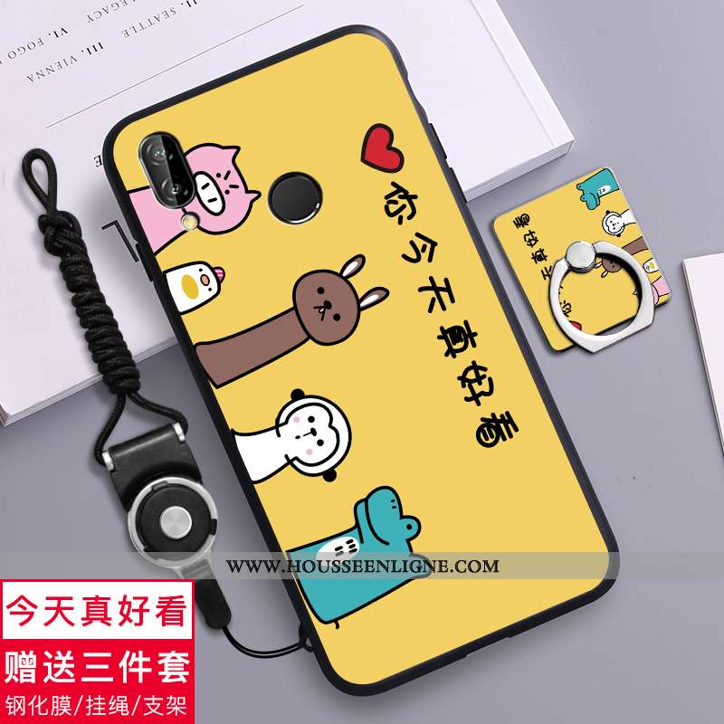 Coque Huawei P20 Lite Charmant Tendance Téléphone Portable Étui Fluide Doux Simple Verte