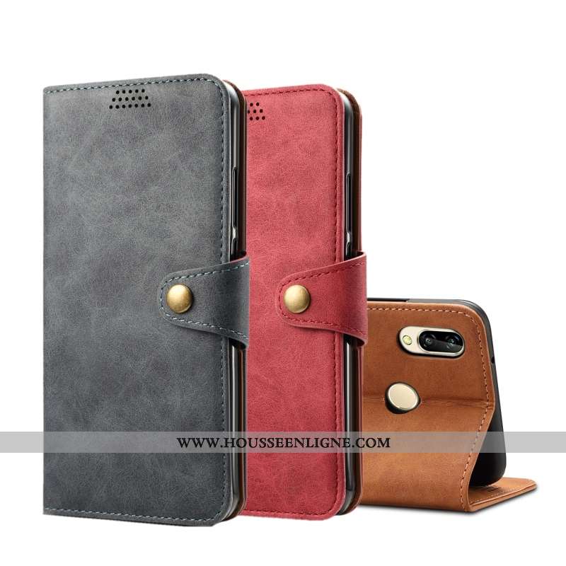 Coque Huawei P20 Lite Cuir Protection Étui Gris Jeunesse Housse