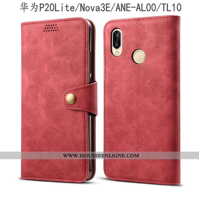Coque Huawei P20 Lite Cuir Protection Étui Gris Jeunesse Housse
