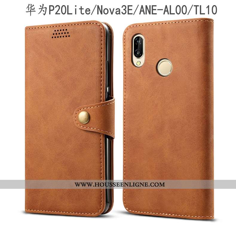 Coque Huawei P20 Lite Cuir Protection Étui Gris Jeunesse Housse