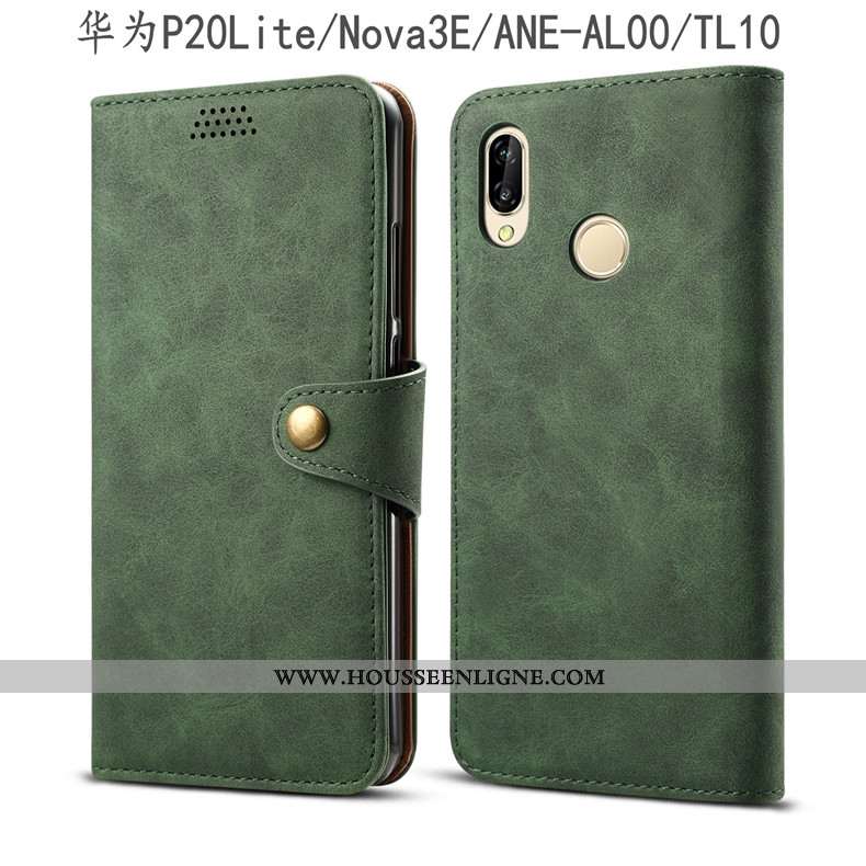 Coque Huawei P20 Lite Cuir Protection Étui Gris Jeunesse Housse