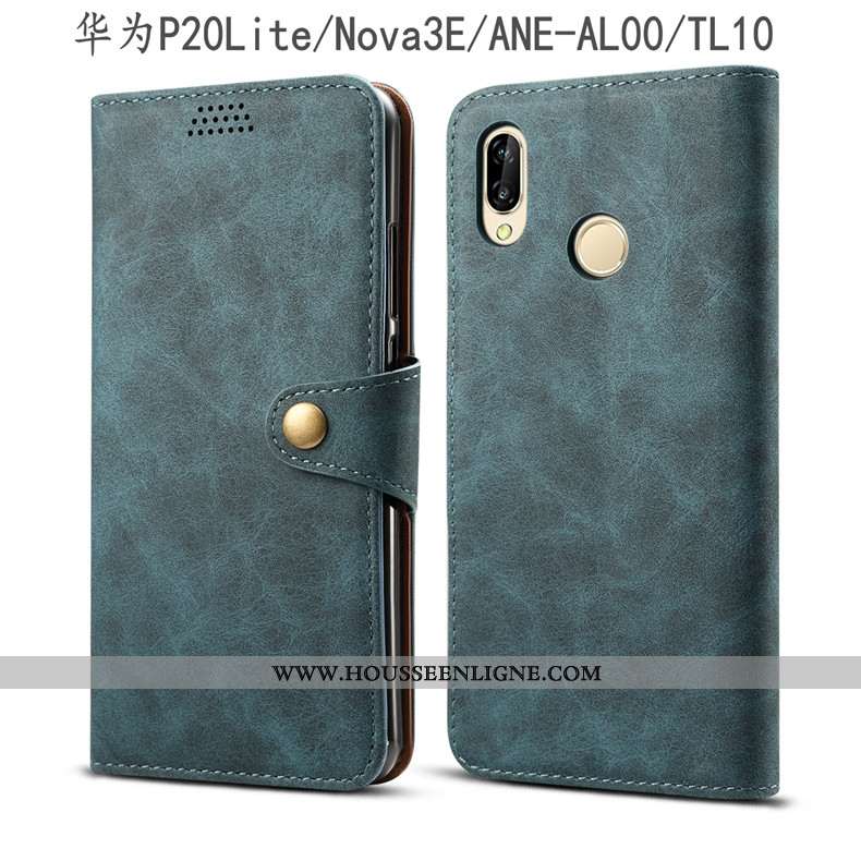 Coque Huawei P20 Lite Cuir Protection Étui Gris Jeunesse Housse