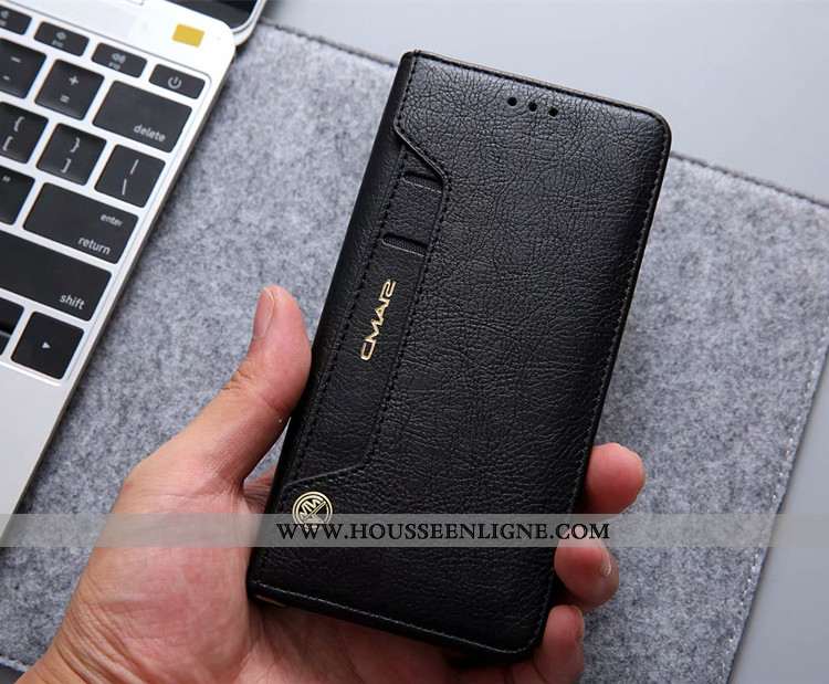 Coque Huawei P20 Lite Cuir Véritable Cuir Bleu Marin Téléphone Portable Housse Fluide Doux Bleu Fonc