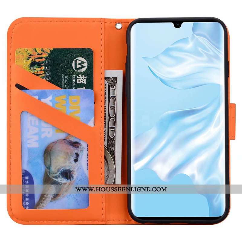 Coque Huawei P20 Lite Protection Dessin Animé Housse Étui Cuir Orange