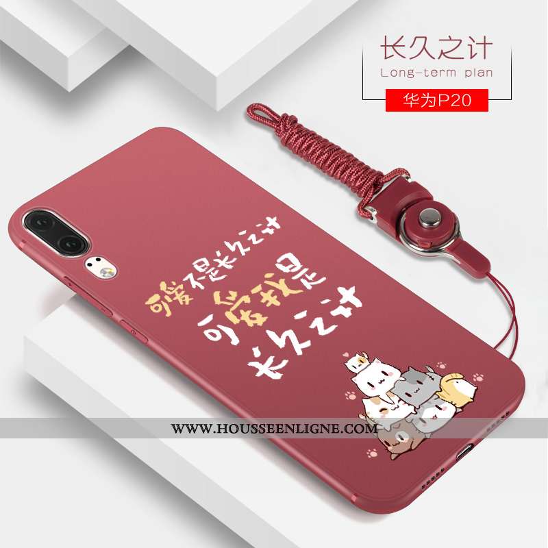 Coque Huawei P20 Personnalité Créatif Tendance Silicone Étui Incassable Petit Rouge