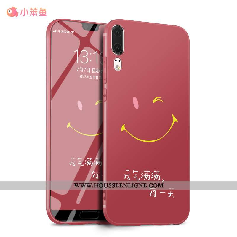 Coque Huawei P20 Personnalité Créatif Tendance Silicone Étui Incassable Petit Rouge