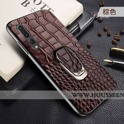 Coque Huawei P20 Pro Cuir Véritable Cuir Étui Tout Compris Luxe Protection Marron