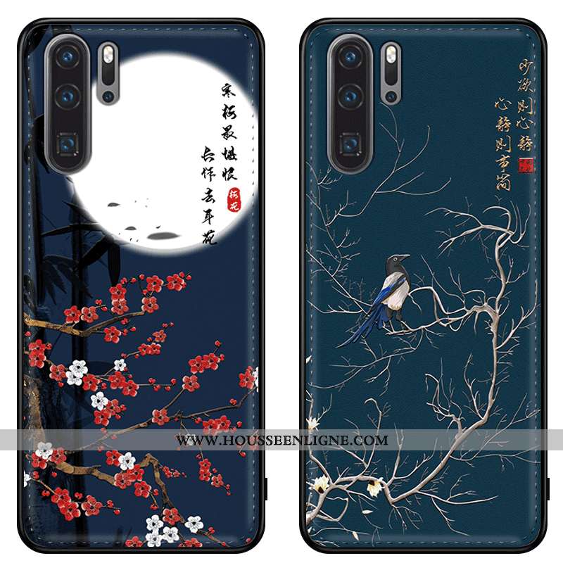 Coque Huawei P20 Pro Cuir Véritable Tendance Gaufrage Protection Téléphone Portable Silicone Étui Bl
