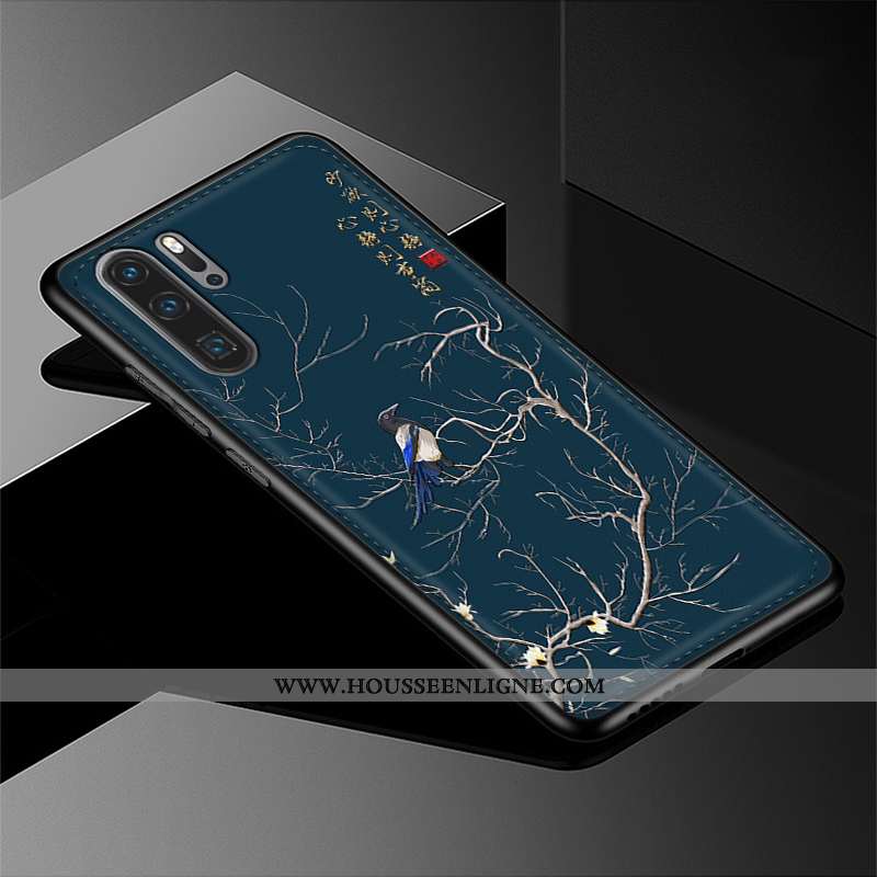Coque Huawei P20 Pro Cuir Véritable Tendance Gaufrage Protection Téléphone Portable Silicone Étui Bl