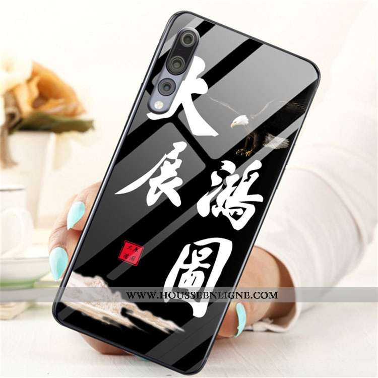 Coque Huawei P20 Pro Dessin Animé Charmant Étui Verre Protection Téléphone Portable Tendance Bleu