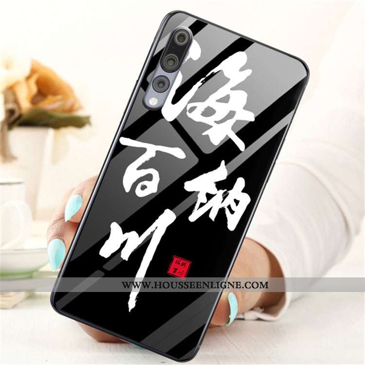 Coque Huawei P20 Pro Dessin Animé Charmant Étui Verre Protection Téléphone Portable Tendance Bleu