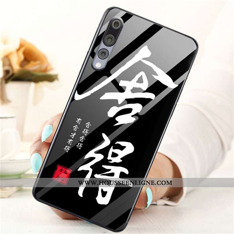 Coque Huawei P20 Pro Dessin Animé Charmant Étui Verre Protection Téléphone Portable Tendance Bleu