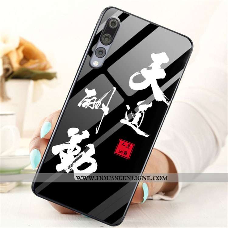 Coque Huawei P20 Pro Dessin Animé Charmant Étui Verre Protection Téléphone Portable Tendance Bleu
