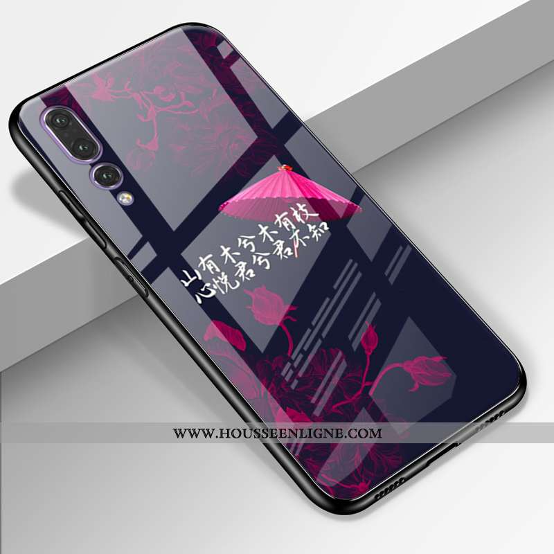 Coque Huawei P20 Pro Délavé En Daim Cuir Véritable Amoureux Tout Compris Verre Protection Rose