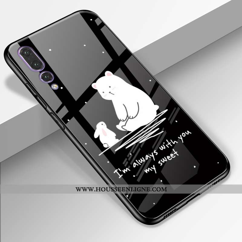 Coque Huawei P20 Pro Délavé En Daim Cuir Véritable Amoureux Tout Compris Verre Protection Rose