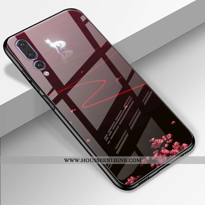 Coque Huawei P20 Pro Délavé En Daim Cuir Véritable Amoureux Tout Compris Verre Protection Rose