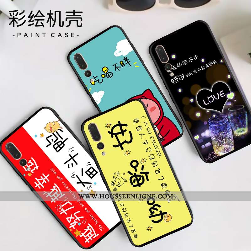 Coque Huawei P20 Pro Délavé En Daim Personnalité Violet Incassable Net Rouge Dessin Animé Silicone