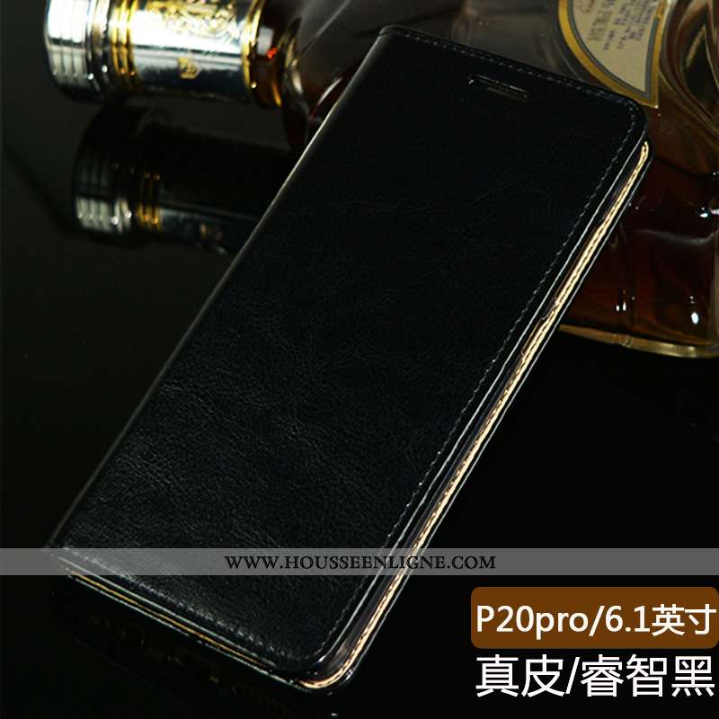 Coque Huawei P20 Pro Protection Cuir Véritable Business Orange Étui Téléphone Portable Incassable