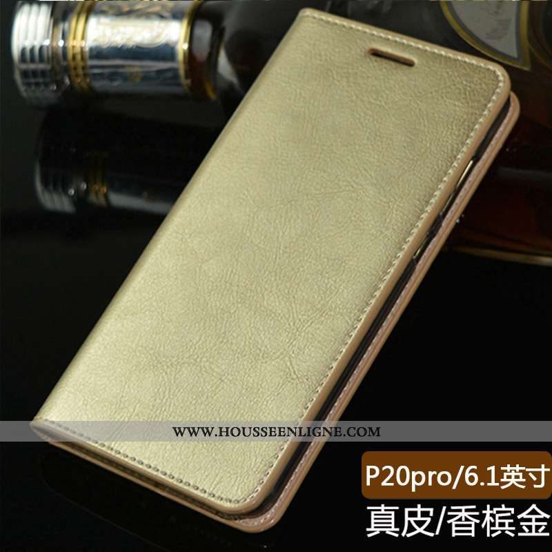 Coque Huawei P20 Pro Protection Cuir Véritable Business Orange Étui Téléphone Portable Incassable