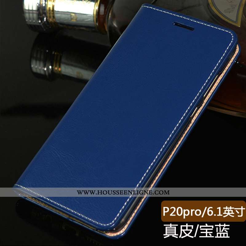 Coque Huawei P20 Pro Protection Cuir Véritable Business Orange Étui Téléphone Portable Incassable