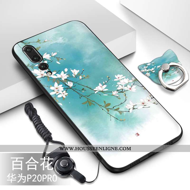 Coque Huawei P20 Pro Protection Fluide Doux Silicone Étui Téléphone Portable Vert Turquoise
