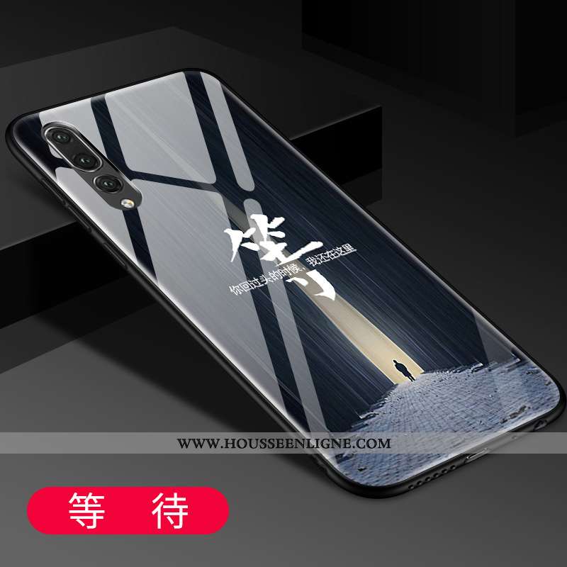 Coque Huawei P20 Pro Protection Verre Tendance Mode Créatif Bleu Étui