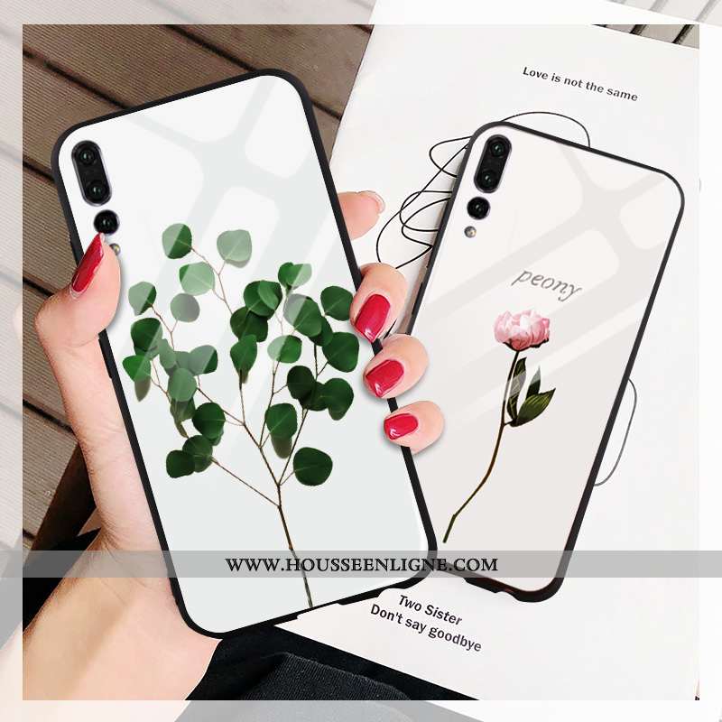 Coque Huawei P20 Pro Protection Verre Téléphone Portable Net Rouge Étui Miroir Verte